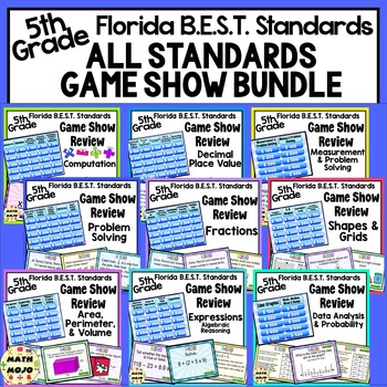 Preview of 5th Grade Florida B.E.S.T. Math All Standards Mega Game Show Bundle