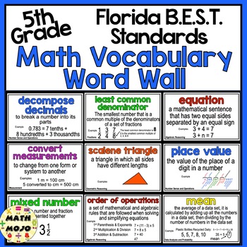 Preview of 5th Grade Florida B.E.S.T. Math Word Wall