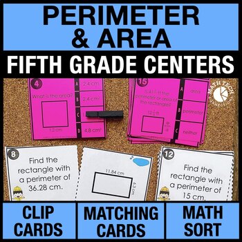 Preview of 5th Grade Florida BEST Math Centers Area & Perimeter Math Task Cards