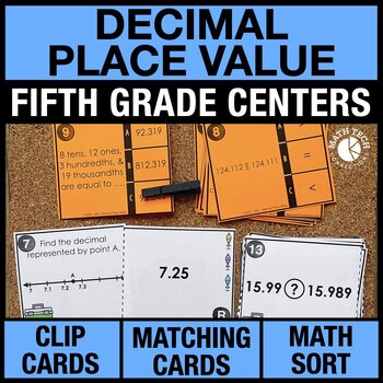 Preview of 5th Grade Florida BEST Math Centers Decimal Place Value Task Cards, Activities