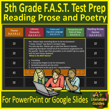 Preview of 5th Grade Florida BEST Reading Prose and Poetry Game Florida FAST ELA.5.R.1