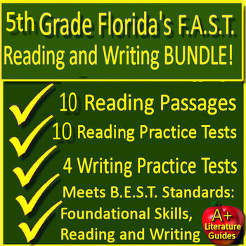 Preview of 5th Grade Florida FAST PM3 Reading and Writing Test Bundle Florida BEST Digital
