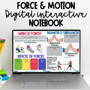 Preview of 5th Grade Force Motion Digital Interactive Notebook - NC Science Standards 5.P.1