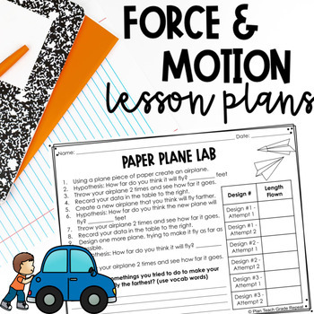 Preview of 5th Grade Force & Motion Lesson Plans - NC Science Standards 5.P.1