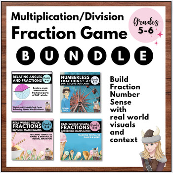 Preview of 5th Grade Fraction Bundle: Multiplication Division & Problem Solving Match Games