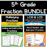 5th Grade Fraction Bundle w/ Improper Mixed Number LCD and