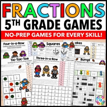 Preview of 5th Grade Fraction Review Games - Add, Subtract, Multiply & Divide Fractions