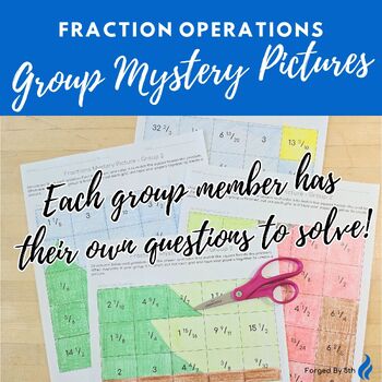 Preview of 5th Grade Fraction Group Mystery Pictures - Color by Number Printable Worksheets