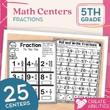 5th Grade Fraction Math Centers PDF and Digital