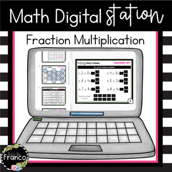 Preview of 5th Grade Fraction Multiplication Digital Station - distance learning