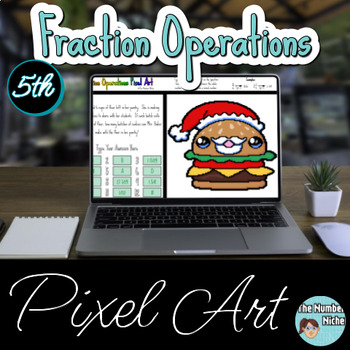Preview of 5th Grade Fraction Operations Christmas Pixel Art