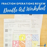 5th Grade Fraction Operations Review Doodle Art Worksheet