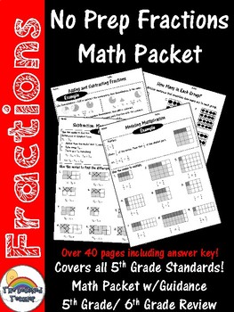 Preview of 5th Grade Fraction Packet - All Standards - Homework, Guided Practice, Review