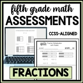 5th Grade Fractions Review Tests Fraction Assessments Frac
