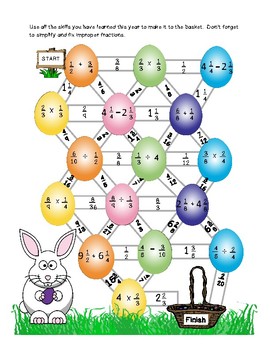 5th Grade Fraction Review Maze - Easter theme by See ya later educator