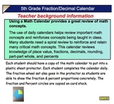 5th Grade Common Core Math Calendar: Fractions & Decimals 