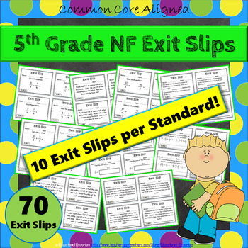 Preview of 5th Grade Fractions Exit Slips/Tickets ★ Common-Core Aligned Math