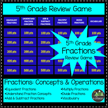 Preview of 5th Grade Fractions Review Game - Game Show Style
