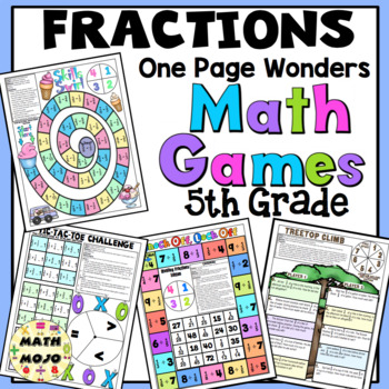 5Th Grade Fractions Math Games - One Page Wonders 5Th Grade Math Activities