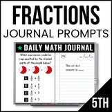 5th Grade Fractions Math Journal - 5th Grade Math Prompts 