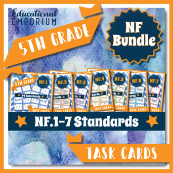 Preview of 5th Grade Fractions Math Task Cards ⭐ ALL 5.NF Centers BUNDLE