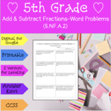 5th Grade Fractions Practice-Add & Subtract Mixed Numbers-