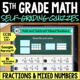 5th Grade Fractions Quizzes for Review, Exit Tickets, Asse