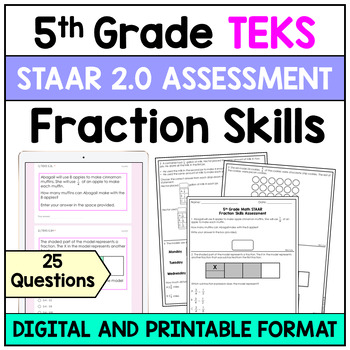 Preview of 5th Grade Fractions Skill STAAR 2.0 Assessment