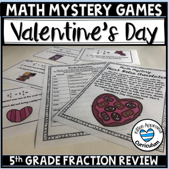 Preview of Valentines Day Fractions Activity Math Mystery Game