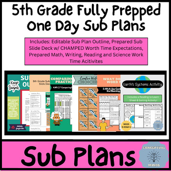 Preview of 5th Grade Fully Prepped One Day Sub Plans