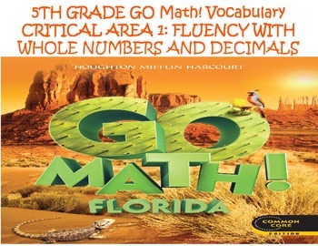 Preview of 5th Grade GO Math! Vocabulary Cards Chapters 1-5 ONLY
