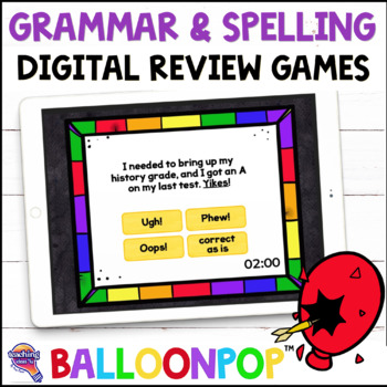 Preview of 5th Grade GRAMMAR & SPELLING Digital Review Games BalloonPop™ Set 1