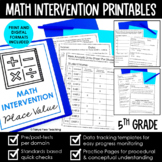 Math Intervention 5th Grade Binder YEARLONG RTI Digital & 