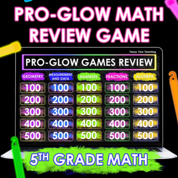 Preview of GLOW DAY 5th Grade Math Game | Interactive Test Prep | Spiral Review