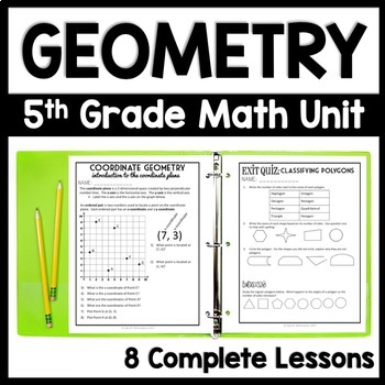 Preview of Geometry Worksheets Bundle: 2D Geometric Shapes & Coordinate Plane Review Notes