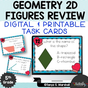 Preview of 5th Grade Geometry Task Cards | Properties of 2D Figures| 5.G.B.3 & 5.G.B.4