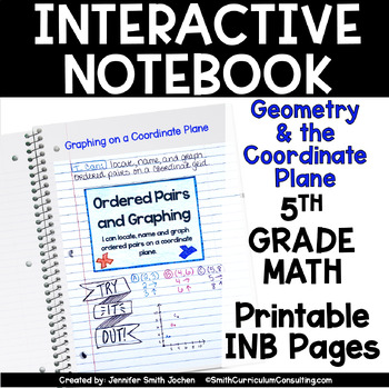 Preview of 5th Grade Geometry and Coordinate Plane Interactive Notebook Printable TEKS CCSS