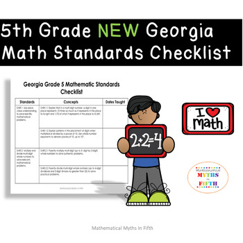 Preview of 5th Grade Georgia Math Standards Checklist