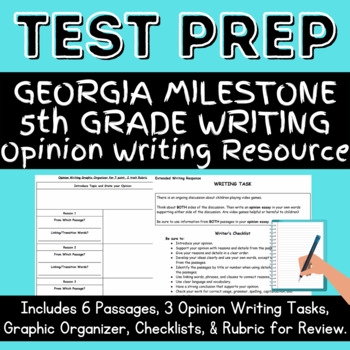 Preview of 5th Grade Georgia Milestone Opinion Writing Texts and Prompts