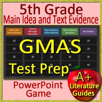 Preview of 5th Grade Georgia Milestones Test Prep Main Idea and Text Evidence Game - GMAS