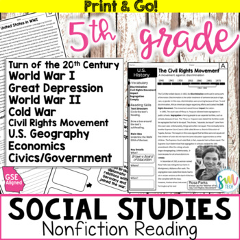 Preview of 5th Grade Georgia Social Studies Reading Activities BUNDLE! (GSE Aligned)