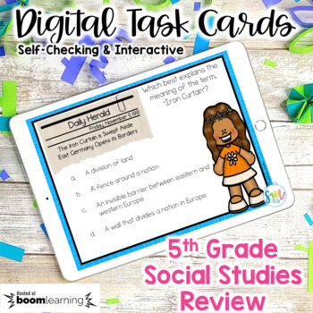 Preview of 5th Grade Georgia Social Studies Review DIGITAL Task Cards | DISTANCE LEARNING