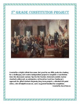 Preview of 5th Grade Gifted Constitution Project