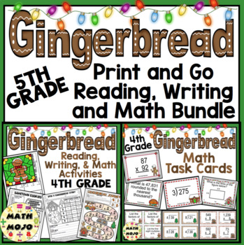 Preview of 5th Grade Gingerbread Reading, Writing, and Math: Christmas Bundle