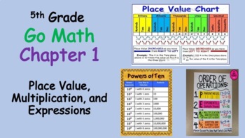 Preview of 5th Grade Go Math Chapter 1 Lessons + Chapter 1 Review Bundle