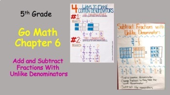 Preview of 5th Grade Go Math Chapter 6 Lessons: Add and Subtract Factions with Unlike......