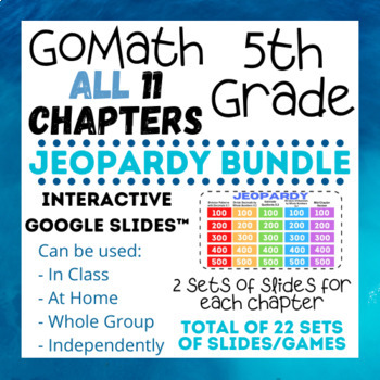 Preview of 5th Grade GoMath *ALL Chapters* - Jeopardy Games - BUNDLE (Google Slides)