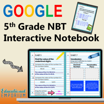 Preview of 5th Grade Google Classroom Math Interactive Notebook, Digital: NBT Domain