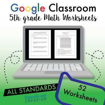 Preview of Math Worksheets ⭐ 5th Grade Digital Bundle ⭐ Google Classroom™ Distance Learning