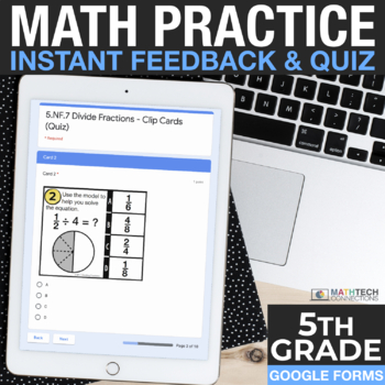 Preview of 5th Grade Google Forms - Practice & Exit Tickets PAPERLESS Math Review Test Prep